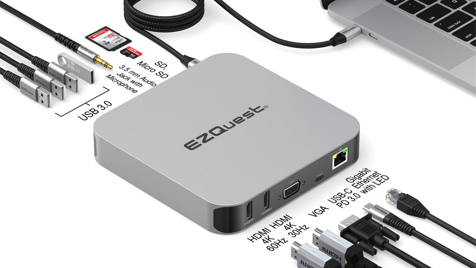 The EZQuest Ultimate Plus Dual HDMI USB-C Multimedia Hub