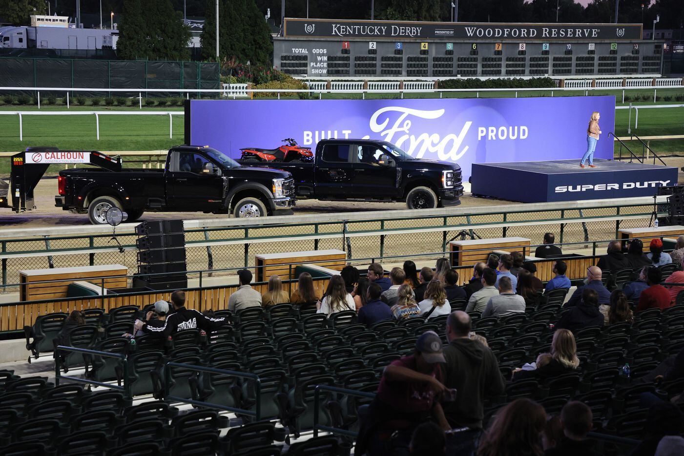Photos from the Sept. 27 reveal of Ford's redesigned Super Duty truck at Churchill Downs in...