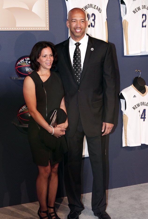 In a Friday Feb. 14, 2014 photo, Ingrid and Monty Williams enter the Tom Benson Gala in New...