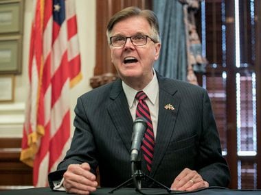 Lt. Gov. Dan Patrick talks about a deployment of National Guard troops to the Texas-Mexico border at a news conference at the state Capitol on June 21, 2019.
