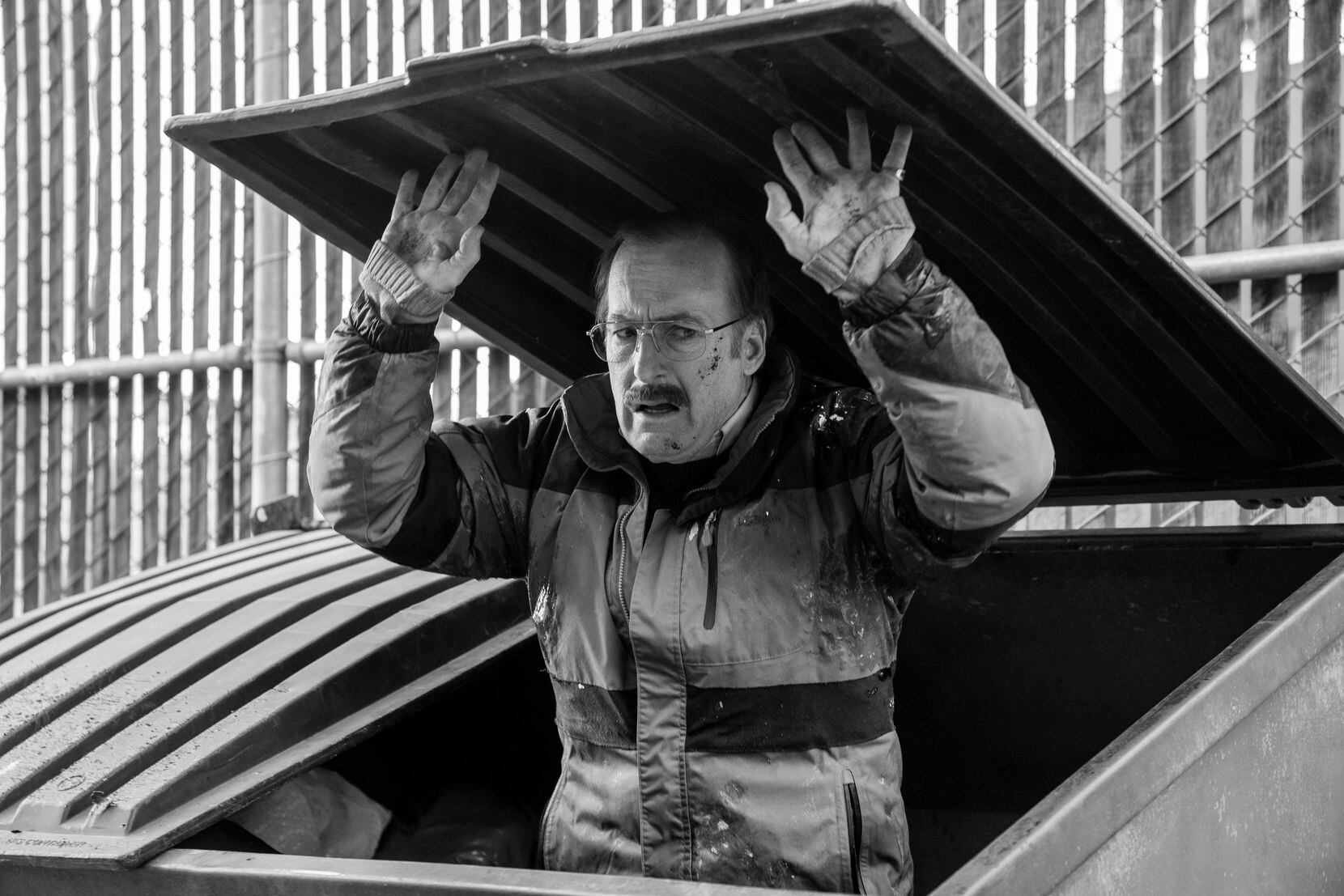 Saul Goodman (Bob Odenkirk) is finally caught in a dumpster in Omaha, Neb.