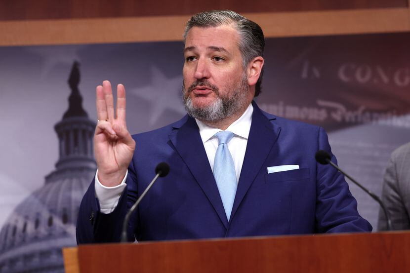 Sen. Ted Cruz speaks on immigration policy on May 3, 2023, at the Senate. He and other...