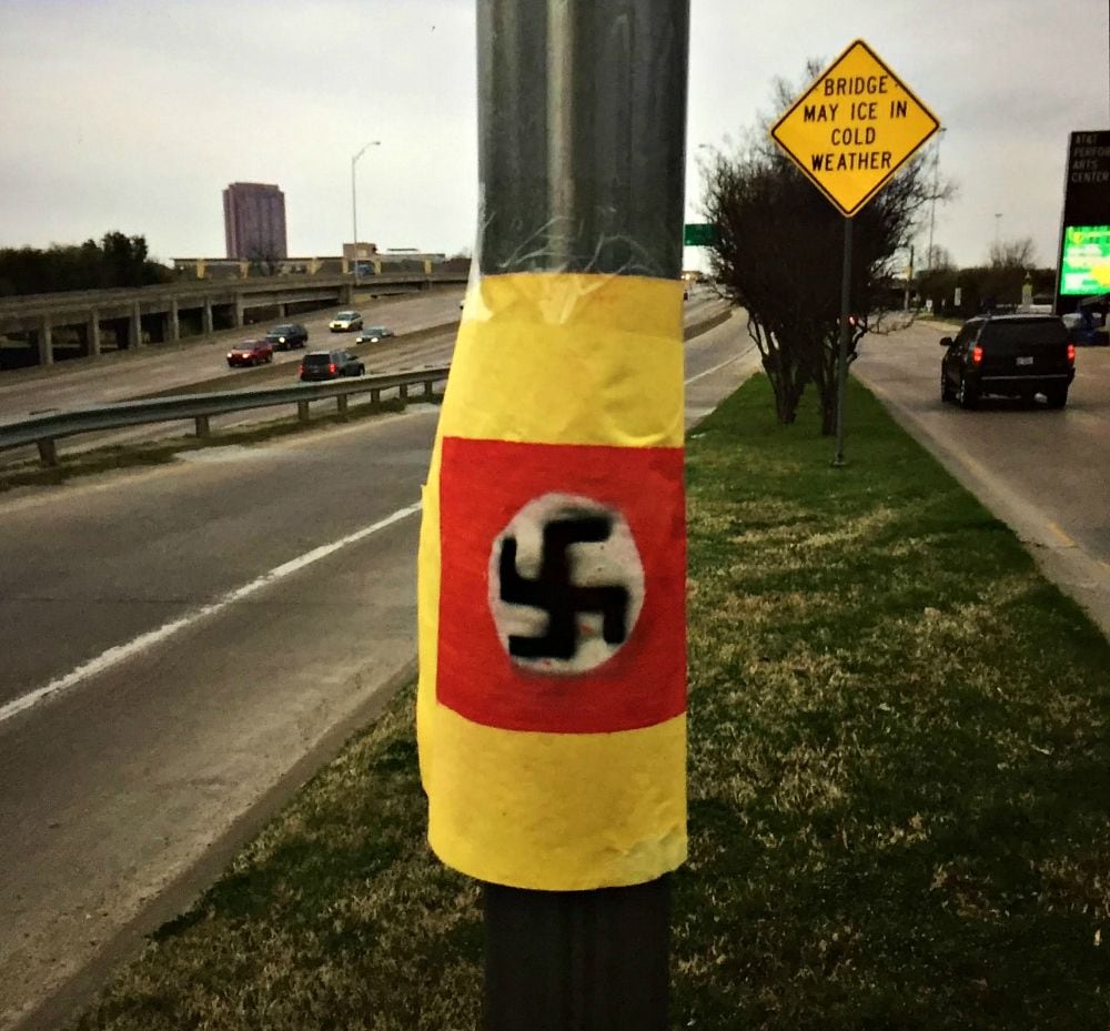 Russell Campbell took this photo of the swastika behind the AT&T Performing Arts Center on...