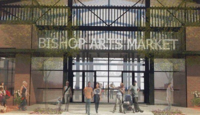 Este es un diseño del mercado de artes que una empresa planea construir en la calle West...