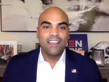 U.S. Rep. Colin Allred (D-Dist. TX 32), makes a statement via a virtual Zoom call on election night, Tuesday Nov. 3, 2020. He thanked his competitor, Republican Genevieve Collins, who he faced in the Congressional race.