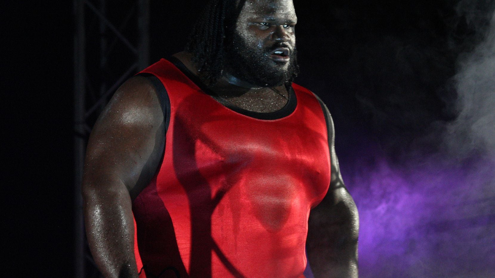 DURBAN, SOUTH AFRICA - JULY 08:  Mark Henry "The World's Strongest Man" is introduced during the WWE Smackdown Live Tour at Westridge Park Tennis Stadium on July 08, 2011 in Durban, South Africa.  (Photo by Steve Haag/Gallo Images/Getty Images)