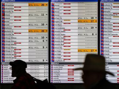 Several Southwest flights canceled at the Dallas Love Field in Dallas on Monday, Jan. 30, 2023.