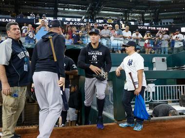 New York Yankees right fielder Aaron Judge (99) takes the field before a MLB game against...