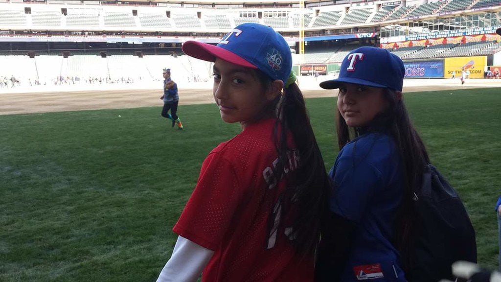 Tatyana Beltran (left) and Alicia Gonzales (right) take in Rangers Fan fest four years ago....