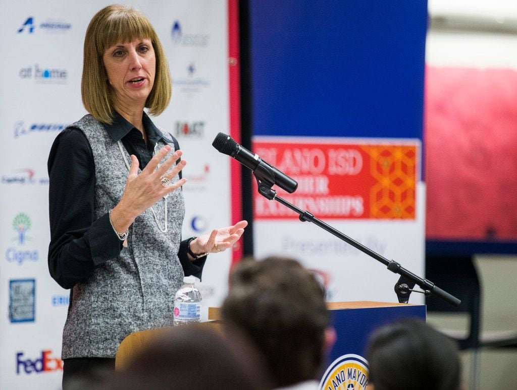 Plano ISD Superintendent Sara Bonser, speaking during a ceremony that kicked off the fifth...