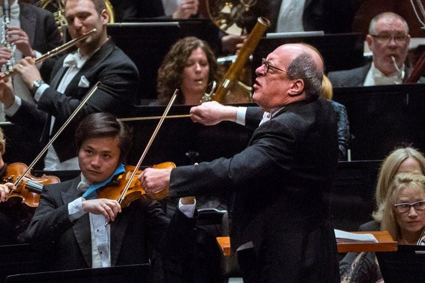 Conductor Robert Spano leads the Fort Worth Symphony Orchestra at Bass Performance Hall in...