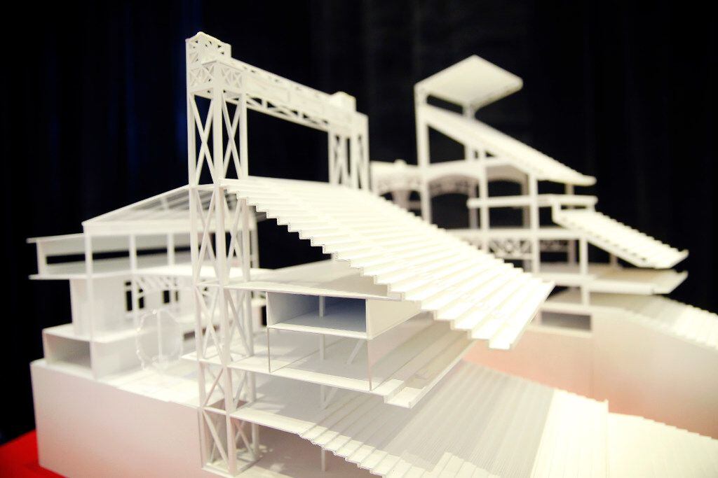 Models show possible seating design for new Texas Rangers ballpark. The difference between...