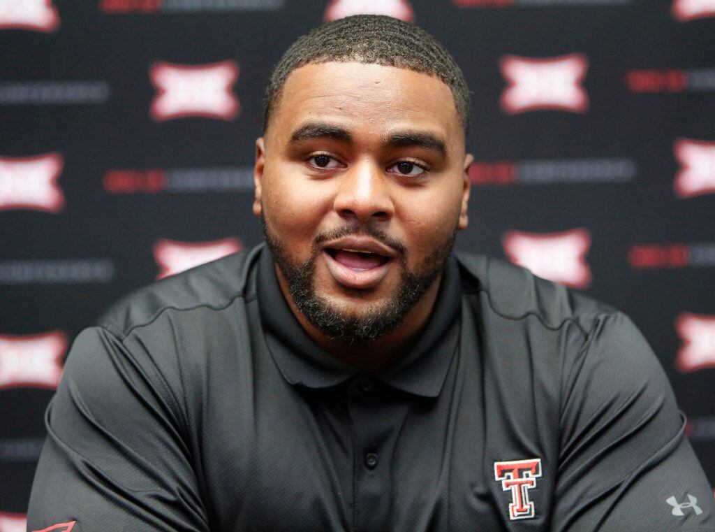 Texas Tech defensive lineman Broderick Washington, Jr., speaks to the media on the first day...