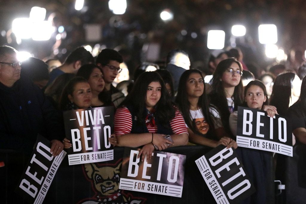 Thousands of supporters attend an election night party for U.S. Senate candidate Rep. Beto...