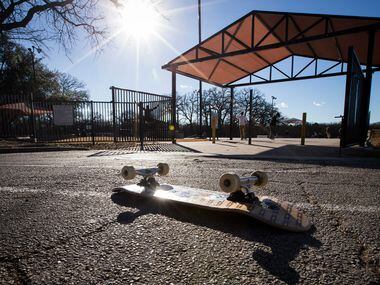 A skateboard rests in the parking lot at Lively Pointe Skate Park on Sunday, Jan. 22, 2017,...