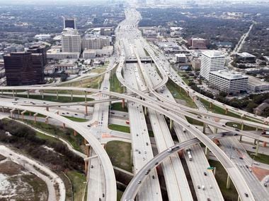 Intersection of LBJ Freeway (Interstate 635 and Central Expressway (US 75) at the High Five...