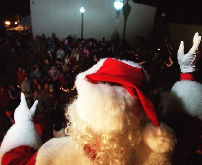 Santa Claus counts down to the lighting of the tree in downtown Cedar Hill during Holiday on...