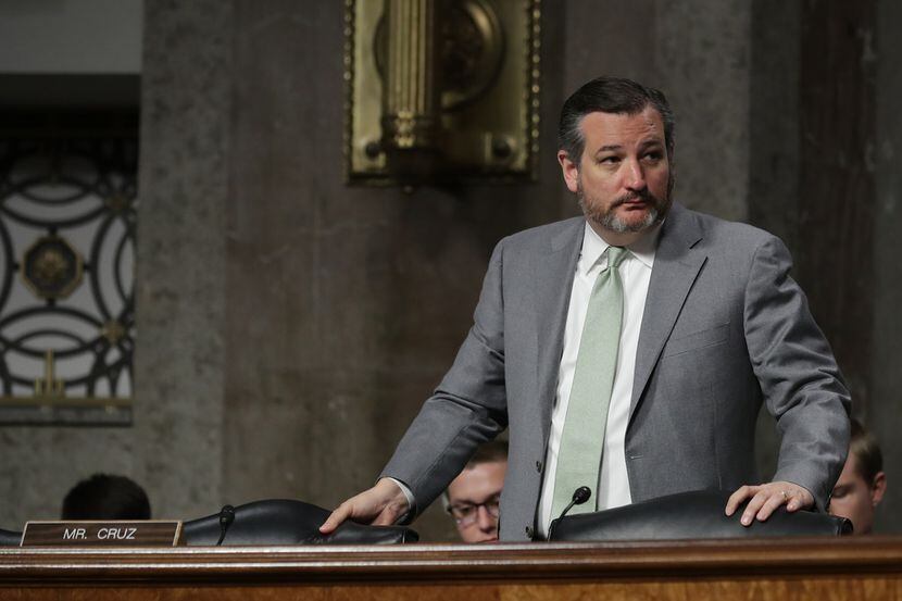 Sen. Ted Cruz, R, Texas, prepares to leave a hearing in the Dirksen Senate Office Building...