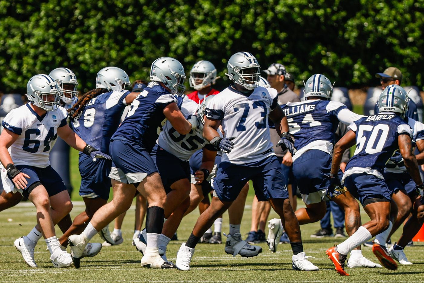 Dallas Cowboys offensive tackle (73) Tyler Smith during a Cowboys rookie minicamp at The...