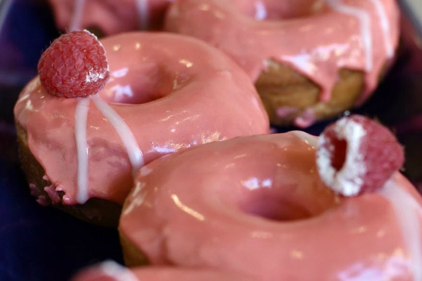 Vegan raspberry donuts from Glazed Donut Works