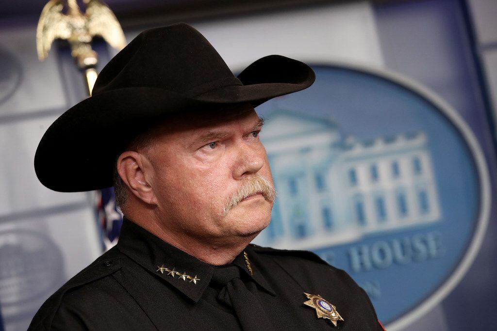 Tarrant County Sheriff Bill Waybourn attends a White House briefing on recent developments in U.S. immigration policy on Oct. 10, 2019. Twenty-one people died in custody of the sheriff's office, according to a Texas Commission on Jail Standards inspection.