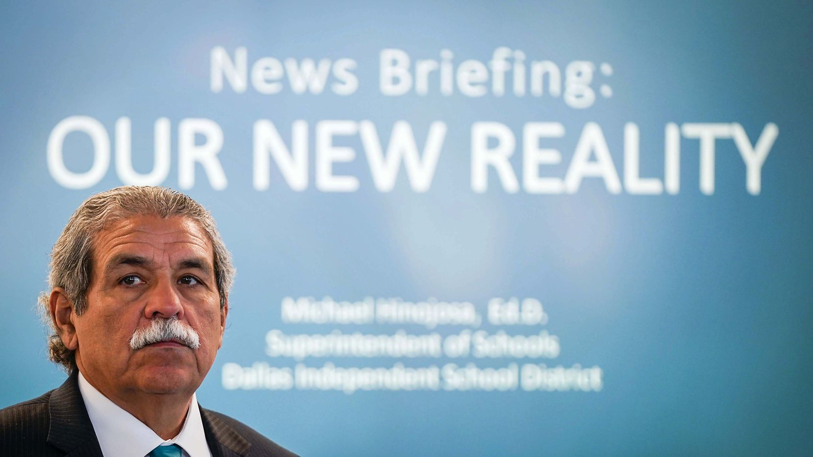 DISD superintendent Michael Hinojosa addresses a press conference to provide updates on the...