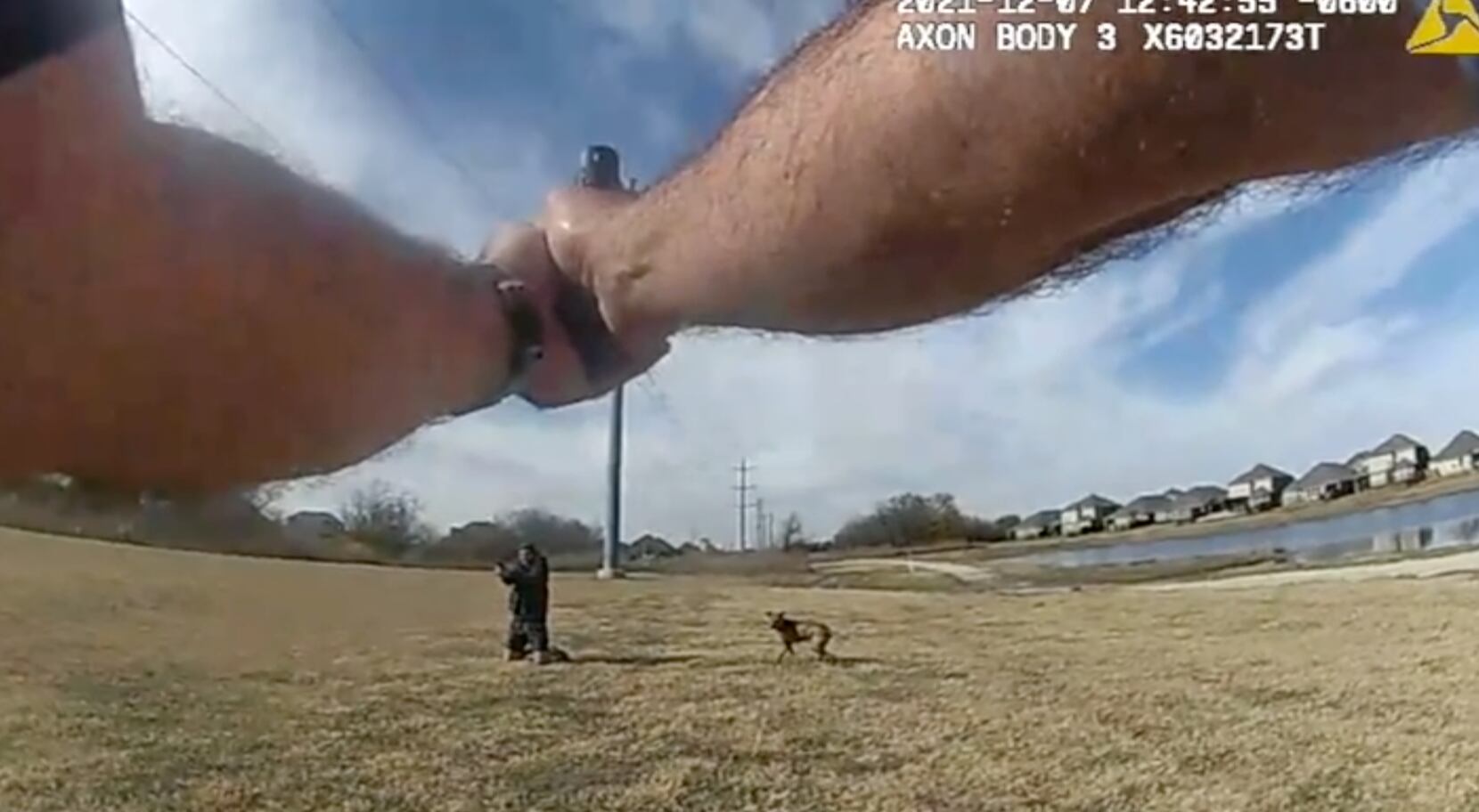 A screenshot of video released by Forth Worth police Wednesday shows the seconds before officers fatally shot Robert Mitchell Davis on Tuesday.