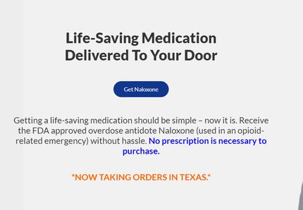 Fiduscript's website for naloxone is currently only shipping the drug to Texas addresses,...