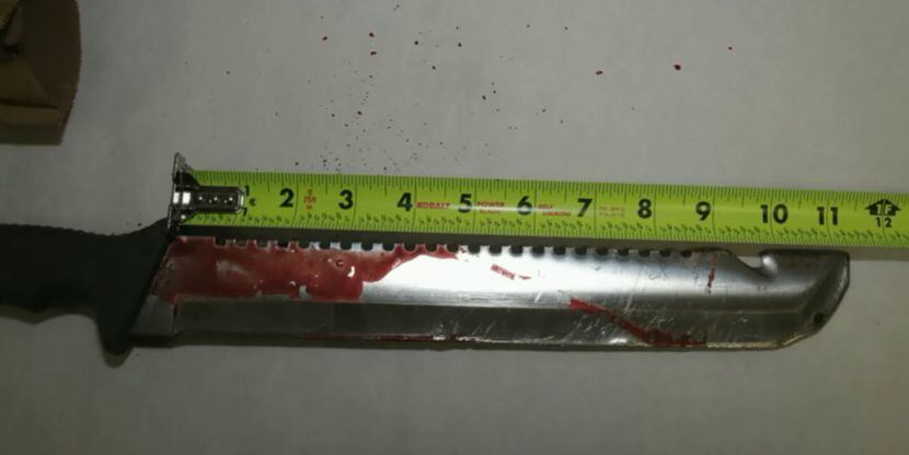 El cuchillo que tenía Robert Bradshaw, de acuerdo con la policía de Fort Worth.