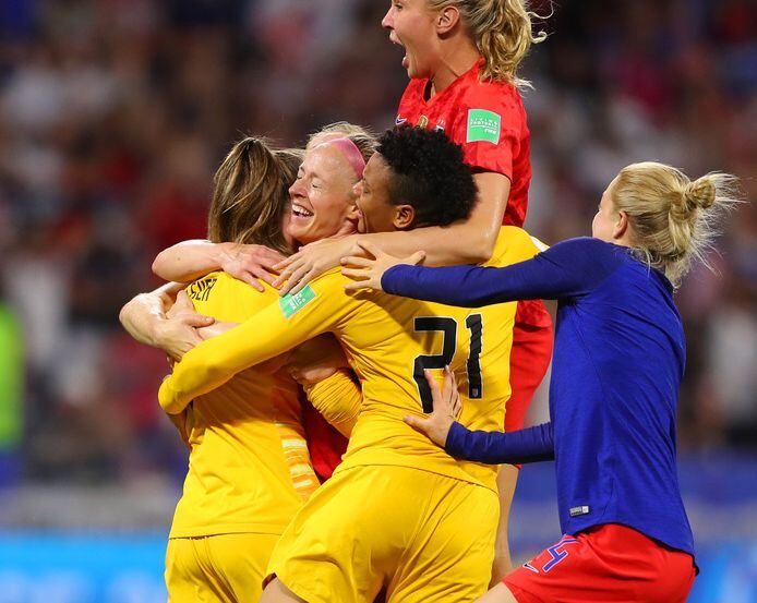 Team USA celebrates victory after the 2019 FIFA Women's World Cup France Semifinal match...