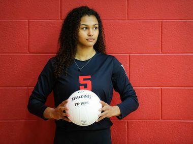 Lovejoy volleyball player Cecily Bramschreiber poses inside the LoveJoy Gym as the Player of...
