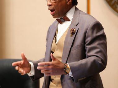 Dallas County Commissioner John Wiley Price speaks during a Commissioners Court meeting in...