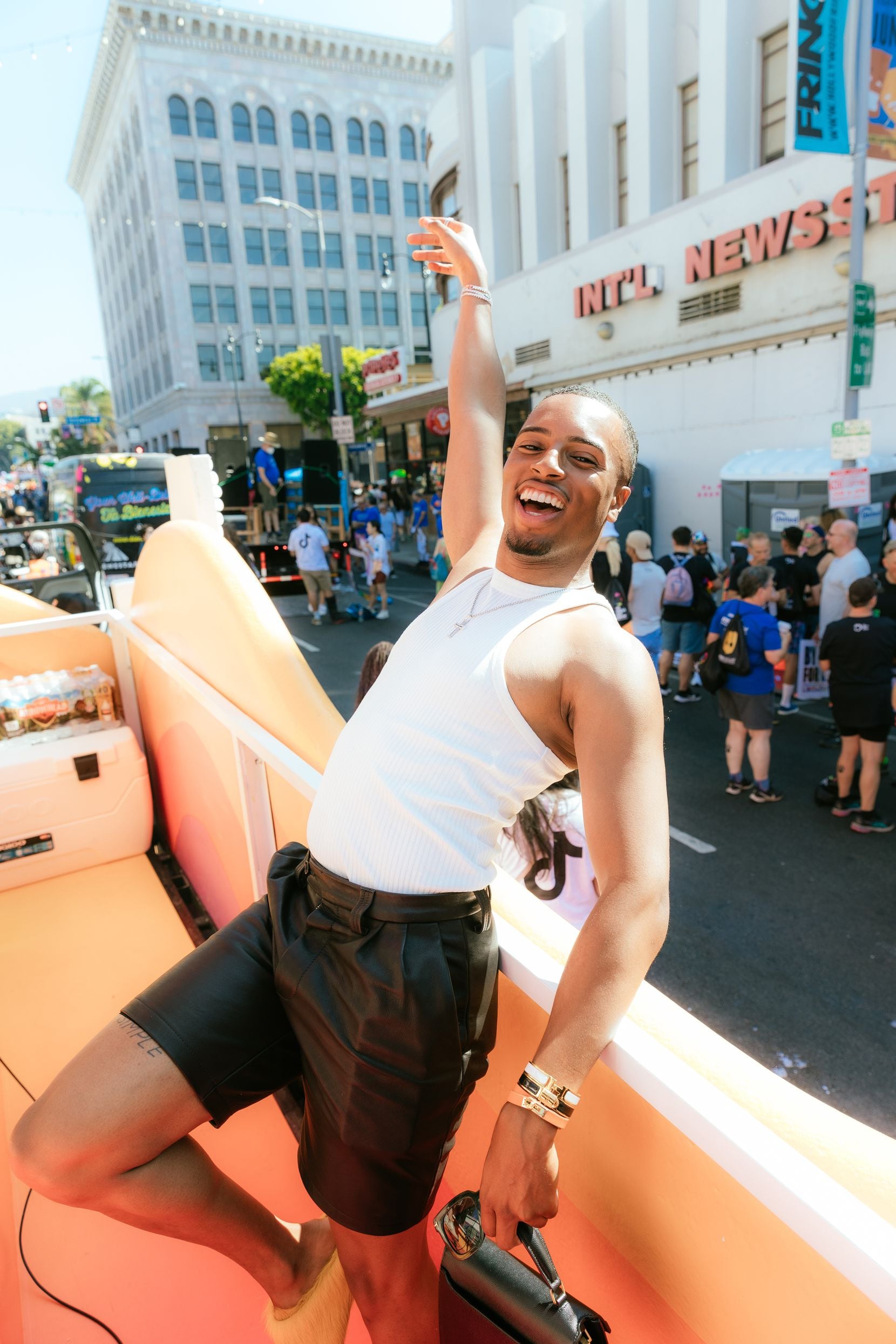 DeAndre Brown, the TikTok creator known as the "Corporate Baddie," at LA Pride 2022.