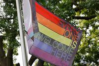 A rainbow flag is seen in front of Kessler Park United Methodist Church on Wednesday, May 1,...