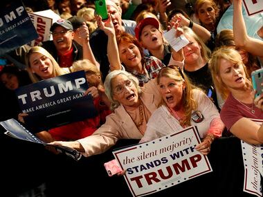 Supporters of Republican presidential candidate Donald J. Trump and New Jersey Gov. Chris...
