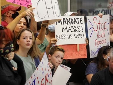 Community members packed an emergency meeting of the Plano ISD school board regarding mask mandates in August. The board decided on a temporary requirement for face coverings and voted Tuesday, Sept. 21, not to extend the mandate.