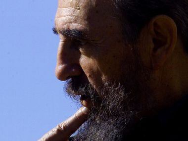 In this Oct. 20, 1998 file photo, Cuban President Fidel Castro gestures as he answers...