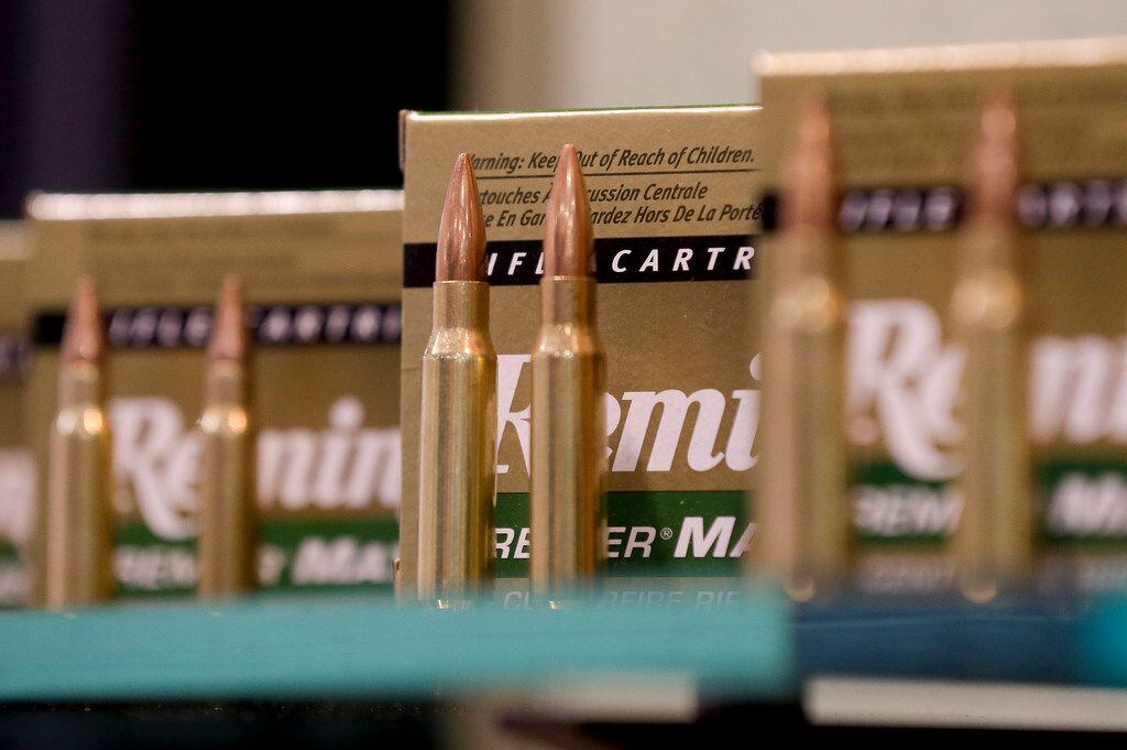 Remington rifle cartridges are displayed at the 35th annual SHOT Show in Las Vegas. U.S. gun...