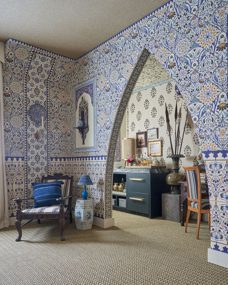 Another view of the bedroom designed by Michelle Nussbaumer at the Kips Bay Decorator Show House Dallas.