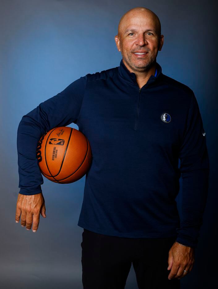 Dallas Mavericks’ head coach Jason Kidd is photographed during the media day at American...