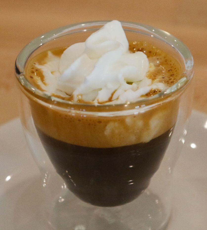 Con Panna, a Doppio served with Madagascar vanilla bean made into a homemade whipped cream...
