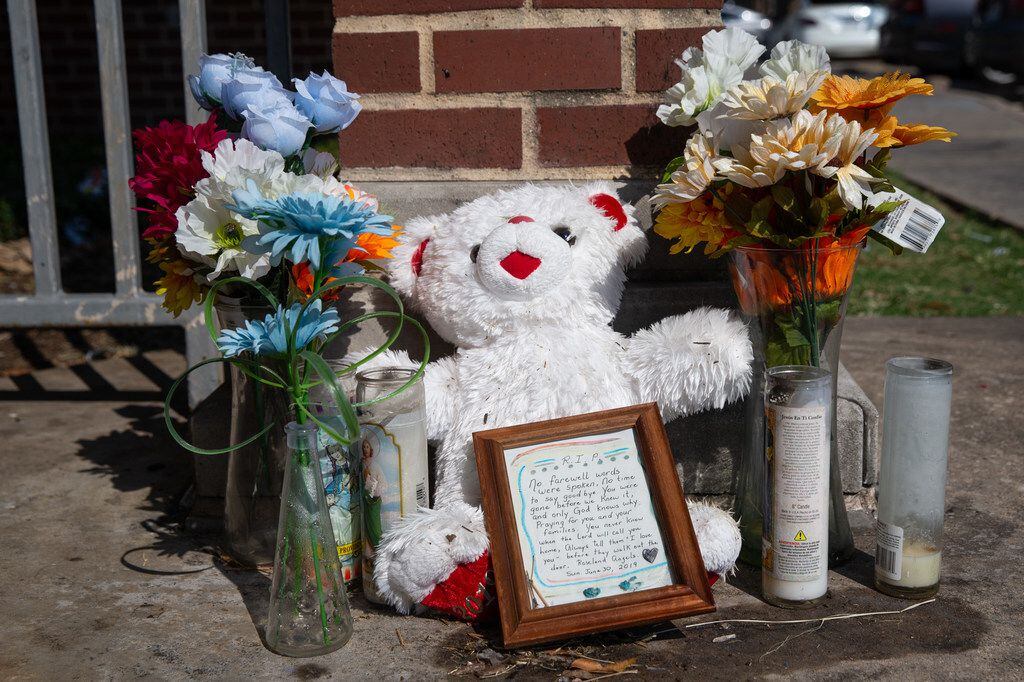 A memorial dedicated to two 17-year-olds killed in June remains at a community center near...