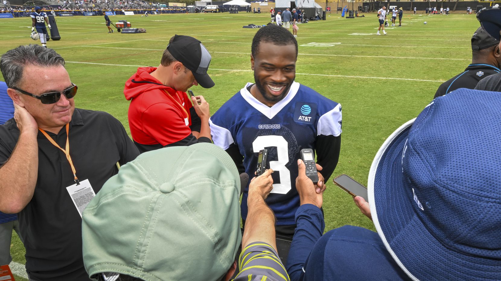 Dallas Cowboys cornerback Anthony Brown talks to the media during opening day of NFL...
