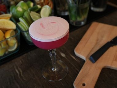 A mezcal-based cocktail featuring aquafaba that Osorio plans to add to the menu this spring at The Theodore in Dallas.