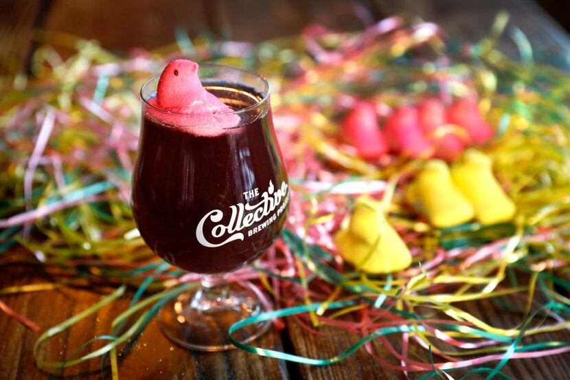 Peep This Collab beer, a purple-glitter 
sour ale brewed with Peeps candy is being made by...