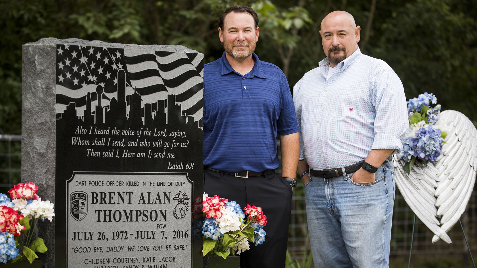 Lowell (right) and Daryl Thompson, the brothers of fallen DART police officer Brent...