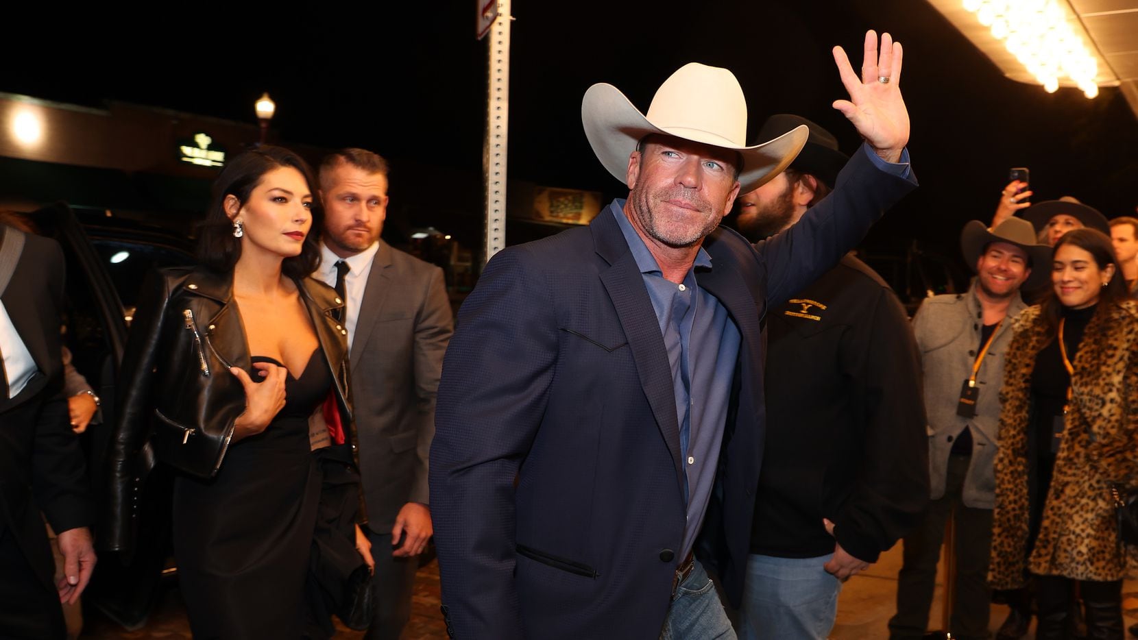 Taylor Sheridan and his wife Nicole Sheridan arrive at the premiere for Paramount Network's...
