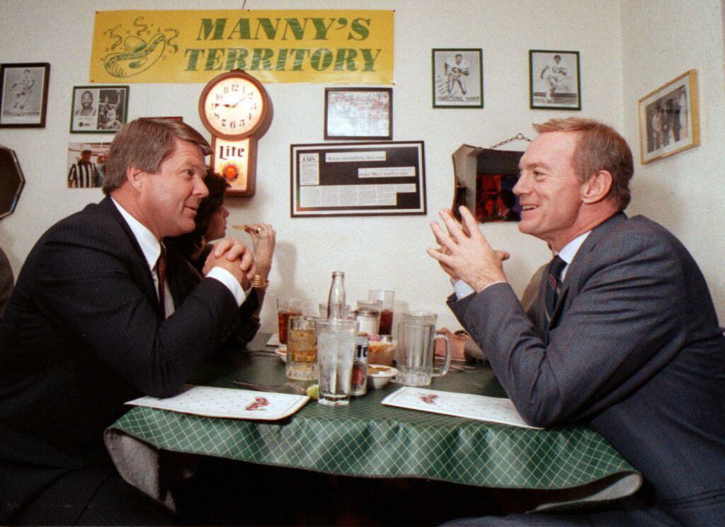 At the time this picture was taken in 1989, Jerry Jones (right) had not yet bought the...