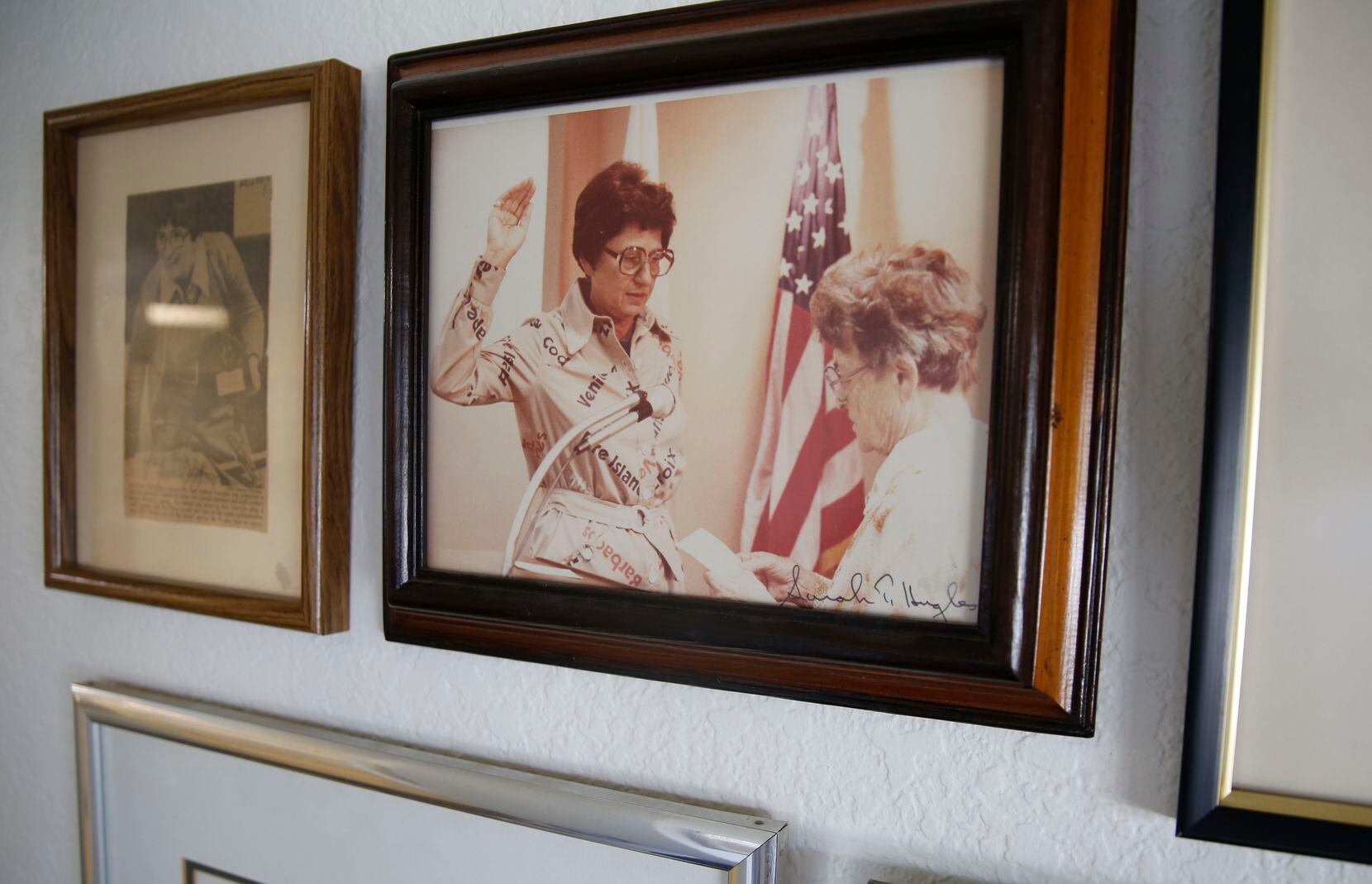 A photo at Adlene Harrison's home showed her beiing sworn in as EPA regional administrator.