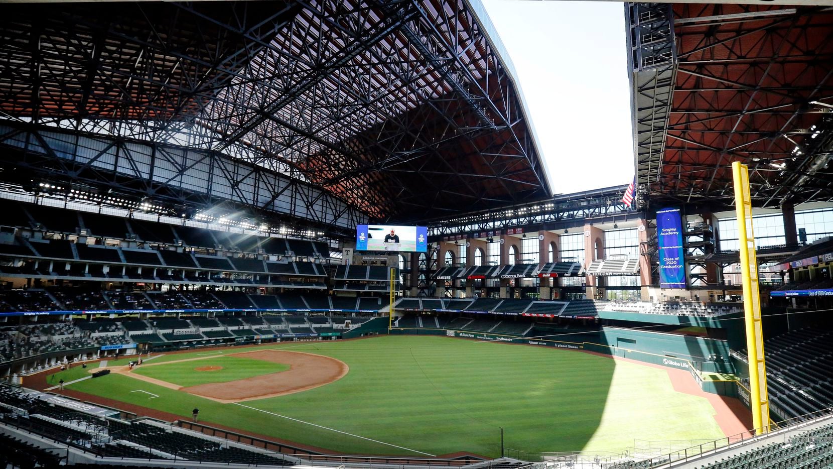 A look inside Globe Life Field as the park prepares to host high school graduations while...